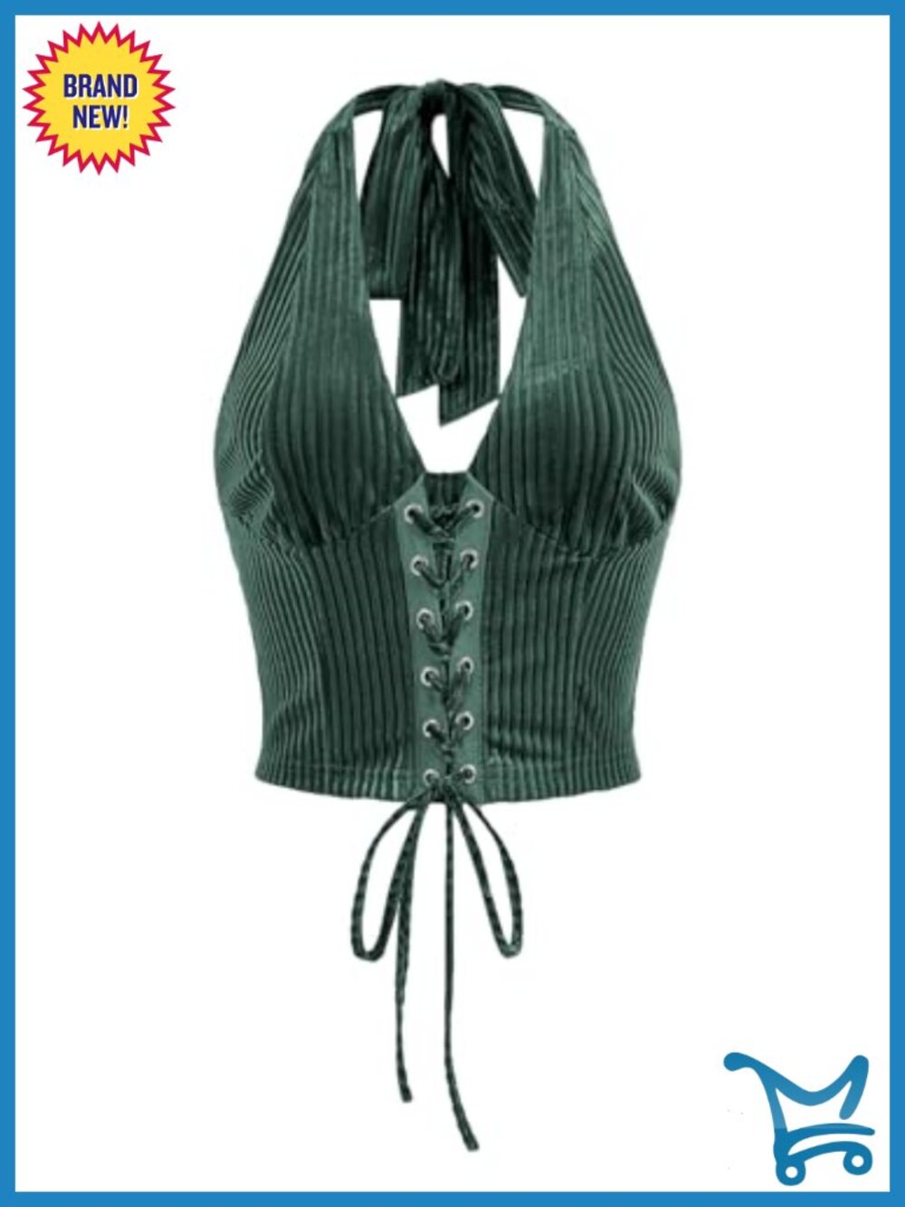 Western Halter Corset Lace Up Backless Crop Top